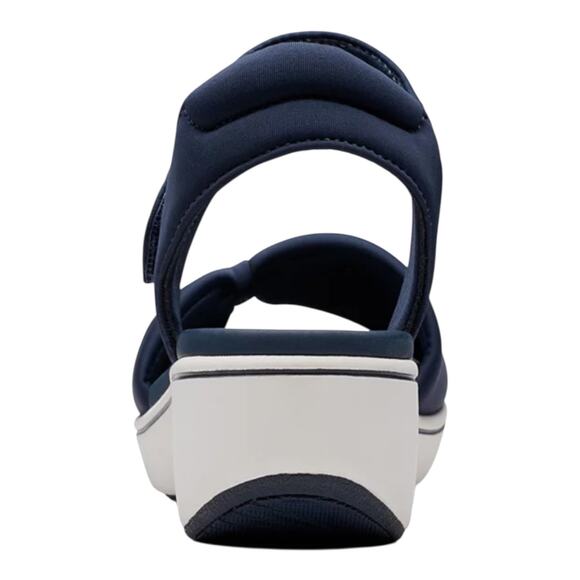Clarks Women's Cloudsteppers Breeze Rae Sara Wedge Sandals Navy Size 8 1/2 W - Picture 4 of 6